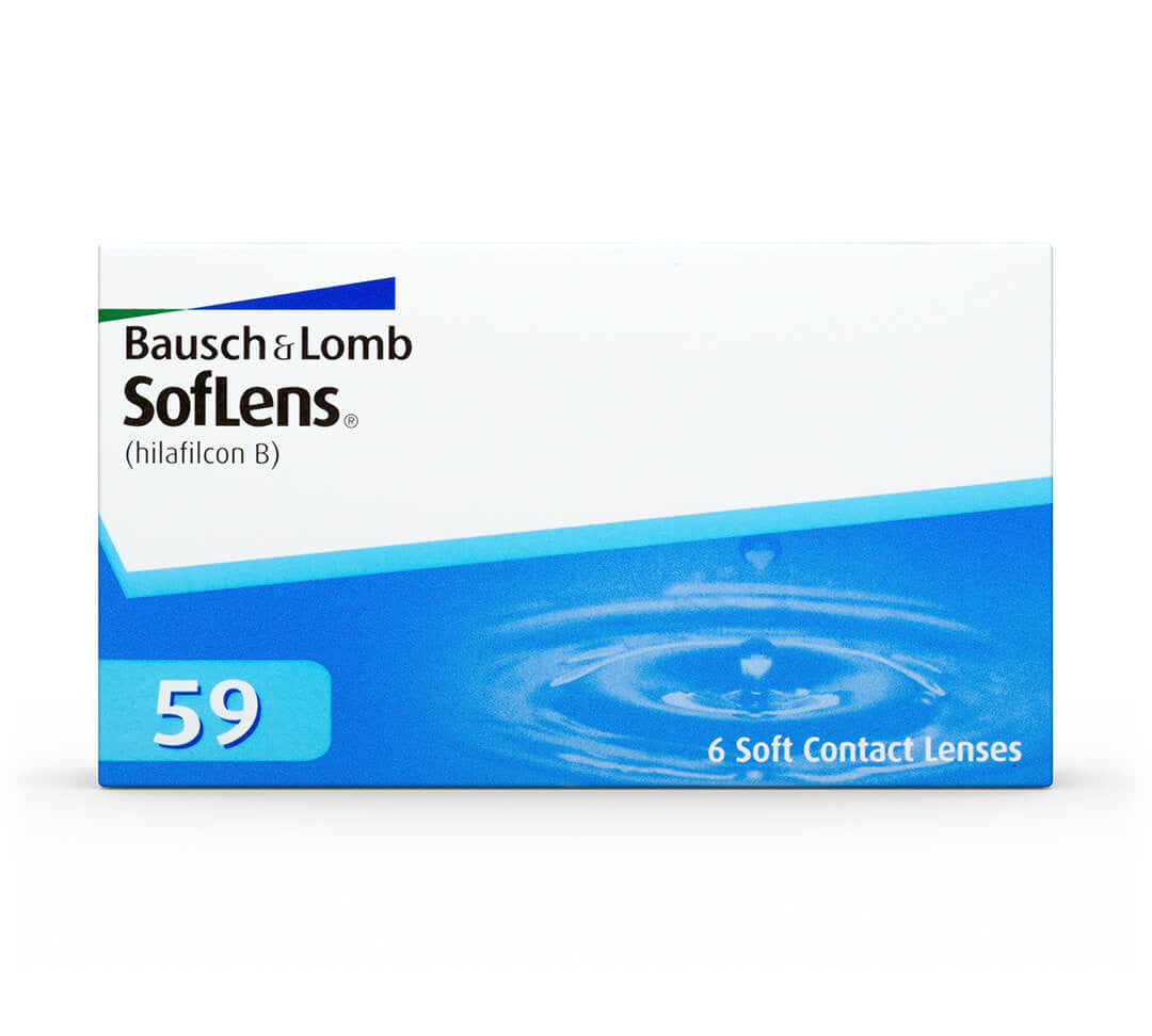 Bausch & Lomb Soflens prescription contact lenses in clear case with soft, transparent lenses for vision correction.