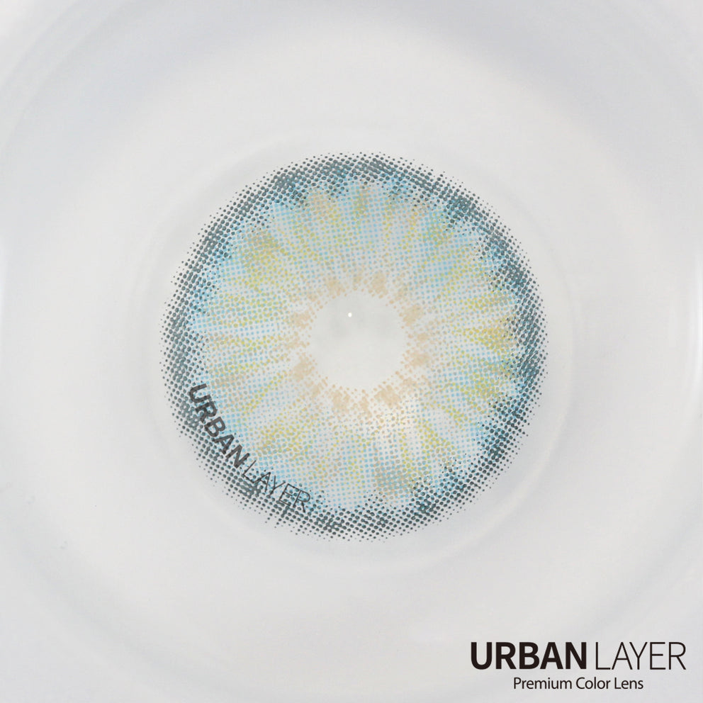 Breeze Light Blue Urban Layer colored contact lenses in a vibrant shade, showcasing a clear, detailed view of the lenses.