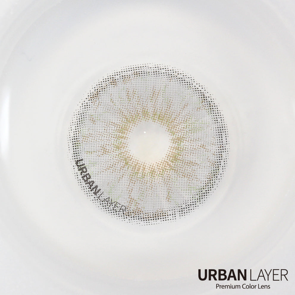 Berkeley Gray Urban-Layer colored contact lenses in a clear packaging, showcasing the vibrant gray hue and brand logo.